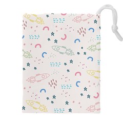 Spaceship Pattern Star Drawstring Pouch (5xl) by danenraven