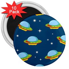 Seamless-pattern-ufo-with-star-space-galaxy-background 3  Magnets (10 Pack)  by Salman4z