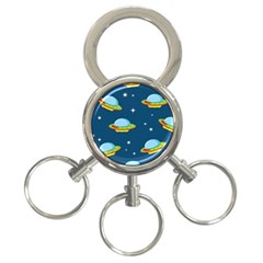 Seamless-pattern-ufo-with-star-space-galaxy-background 3-ring Key Chain by Salman4z