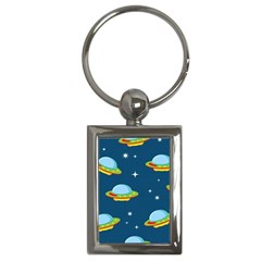 Seamless-pattern-ufo-with-star-space-galaxy-background Key Chain (rectangle) by Salman4z