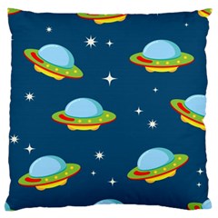 Seamless-pattern-ufo-with-star-space-galaxy-background Standard Premium Plush Fleece Cushion Case (one Side) by Salman4z