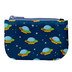 Seamless-pattern-ufo-with-star-space-galaxy-background Large Coin Purse by Salman4z