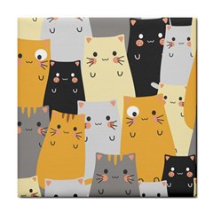 Seamless-pattern-cute-cat-cartoons Tile Coaster by Salman4z