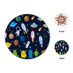 Big-set-cute-astronauts-space-planets-stars-aliens-rockets-ufo-constellations-satellite-moon-rover-v Playing Cards Single Design (round) by Salman4z