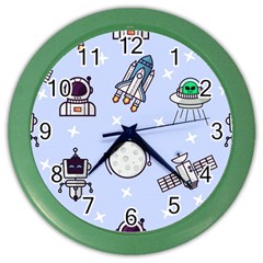 Seamless-pattern-with-space-theme Color Wall Clock