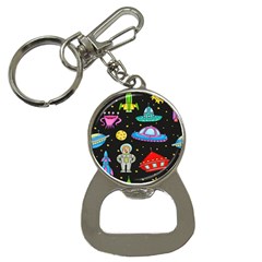 Seamless-pattern-with-space-objects-ufo-rockets-aliens-hand-drawn-elements-space Bottle Opener Key Chain by Salman4z