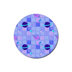 Seamless-pattern-pastel-galaxy-future Rubber Round Coaster (4 Pack)