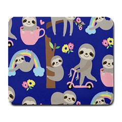 Hand-drawn-cute-sloth-pattern-background Large Mousepad by Salman4z