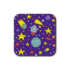 Card-with-lovely-planets Rubber Coaster (square) by Salman4z