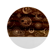 Asian-seamless-pattern-with-clouds-moon-sun-stars-vector-collection-oriental-chinese-japanese-korean Marble Wood Coaster (round) by Salman4z
