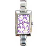 Purple-owl-pattern-background Rectangle Italian Charm Watch