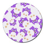 Purple-owl-pattern-background Round Mousepad