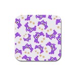 Purple-owl-pattern-background Rubber Square Coaster (4 pack)