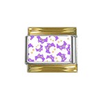 Purple-owl-pattern-background Gold Trim Italian Charm (9mm)