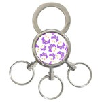 Purple-owl-pattern-background 3-Ring Key Chain