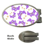 Purple-owl-pattern-background Money Clips (Oval) 