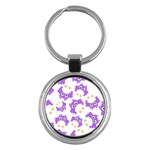 Purple-owl-pattern-background Key Chain (Round)