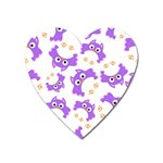 Purple-owl-pattern-background Heart Magnet