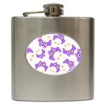 Purple-owl-pattern-background Hip Flask (6 oz)