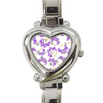 Purple-owl-pattern-background Heart Italian Charm Watch