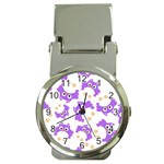 Purple-owl-pattern-background Money Clip Watches