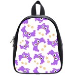 Purple-owl-pattern-background School Bag (Small)