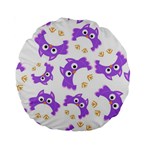 Purple-owl-pattern-background Standard 15  Premium Round Cushions