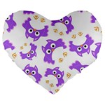 Purple-owl-pattern-background Large 19  Premium Heart Shape Cushions