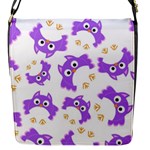 Purple-owl-pattern-background Flap Closure Messenger Bag (S)