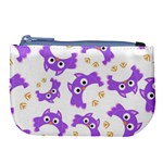 Purple-owl-pattern-background Large Coin Purse