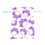 Purple-owl-pattern-background Lightweight Drawstring Pouch (M)