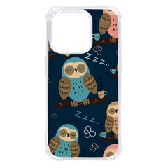 Seamless-pattern-owls-dreaming Iphone 14 Pro Tpu Uv Print Case by Salman4z