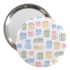 Cute-cat-colorful-cartoon-doodle-seamless-pattern 3  Handbag Mirrors by Salman4z