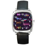 Colorful-sound-wave-set Square Metal Watch