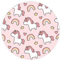 Cute-unicorn-rainbow-seamless-pattern-background Round Trivet by Salman4z