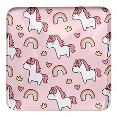 Cute-unicorn-rainbow-seamless-pattern-background Square Glass Fridge Magnet (4 Pack) by Salman4z