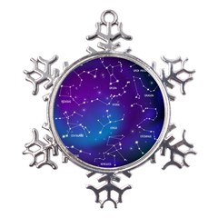 Realistic-night-sky-poster-with-constellations Metal Large Snowflake Ornament by Salman4z