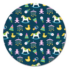 Cute Babies Toys Seamless Pattern Magnet 5  (round) by pakminggu