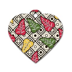 Leaves Foliage Batik Seamless Dog Tag Heart (one Side) by pakminggu