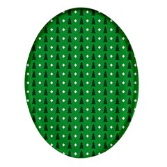 Green Christmas Tree Pattern Background Oval Glass Fridge Magnet (4 Pack) by pakminggu