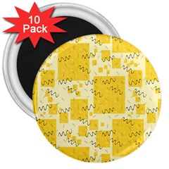 Party Confetti Yellow Squares 3  Magnets (10 Pack)  by pakminggu
