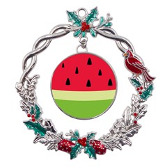 Watermelon Fruit Food Healthy Vitamins Nutrition Metal X mas Wreath Holly Leaf Ornament by pakminggu