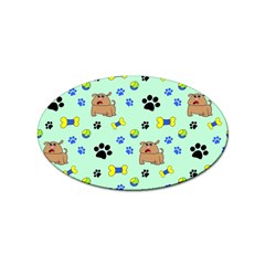 Dog Pattern Seamless Blue Background Scrapbooking Sticker (oval) by pakminggu