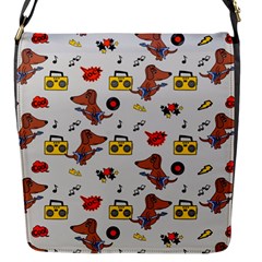 Background Pattern Texture Design Dog Music Flap Closure Messenger Bag (s) by pakminggu