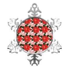 Poinsettia Pattern Seamless Pattern Christmas Xmas Metal Small Snowflake Ornament by pakminggu