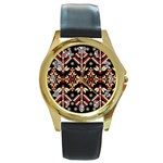 Vector Illustration Of Ukrainian Folk Seamless Pattern Ethnic Ornament Border Element Traditional Round Gold Metal Watch