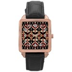 Vector Illustration Of Ukrainian Folk Seamless Pattern Ethnic Ornament Border Element Traditional Rose Gold Leather Watch 