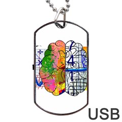 Brain Cerebrum Biology Abstract Dog Tag Usb Flash (one Side) by pakminggu