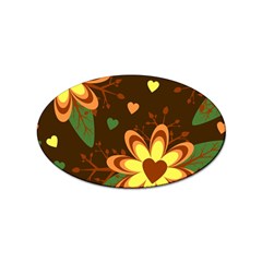 Floral Hearts Brown Green Retro Sticker Oval (10 Pack) by danenraven