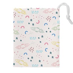 Spaceship Pattern Star Drawstring Pouch (4xl) by danenraven